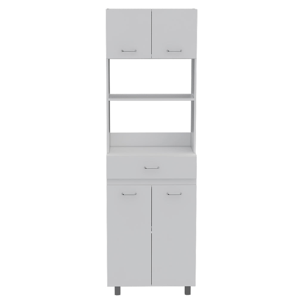 English Elm Microwave Cabinet Madison White – 39" Kitchen Storage with Top Appliance Surface, Shelves & Doors B092S00072