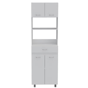English Elm Microwave Cabinet Madison White – 39" Kitchen Storage with Top Appliance Surface, Shelves & Doors B092S00072