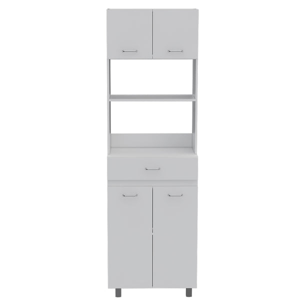 English Elm Microwave Cabinet Madison White – 39" Kitchen Storage with Top Appliance Surface, Shelves & Doors B092S00072