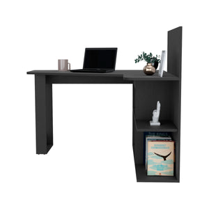 English Elm Computer Mohave L-Shaped Office Desk Black – Corner-Friendly, Spacious 51.7"W Workstation with Shelves B092S00086