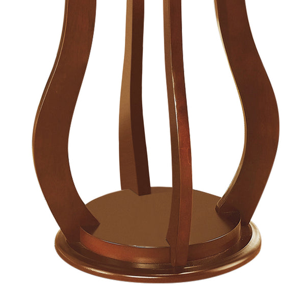 English Elm Brown Round Accent Table Wavy Pedestal Faux Marble Top Rubberwood Plant Stand 28.5"H Stylish Decor B062P145501