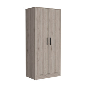 English Elm 180 Armoire Beery Light Gray Bedroom Closet Organizer 71" High Spacious Shelf Rod Drawer Durable Finish B092S00019