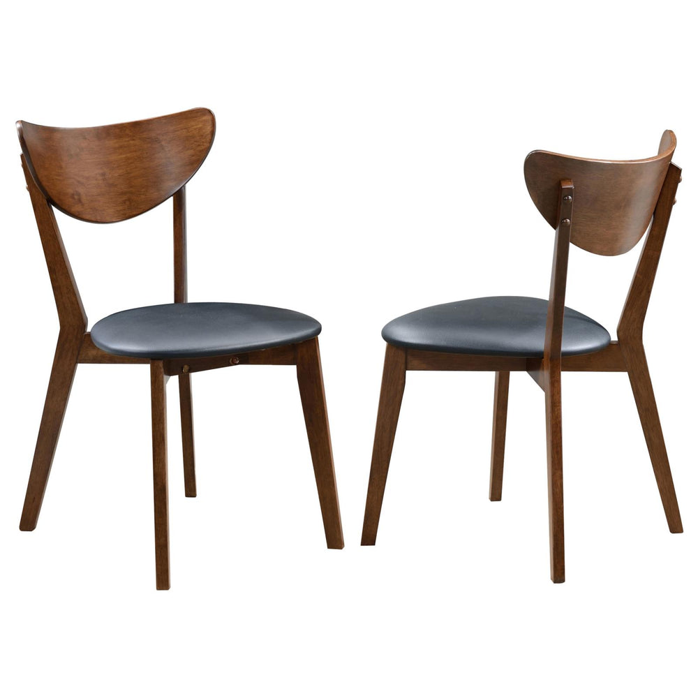 English Elm Dark Walnut Faux Leather Dining Chairs Set of 2 — Mid-Century Modern Open-Back Seats, Walnut Legs, Durable Comfort (Pack) B062P145496