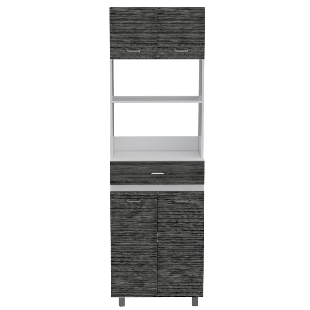 English Elm Microwave Cabinet Madison White/Smokey Oak – Spacious 39" Kitchen Storage with Top Microwave Space and Shelves B092S00071