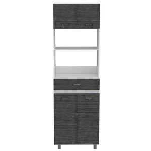 English Elm Microwave Cabinet Madison White/Smokey Oak – Spacious 39" Kitchen Storage with Top Microwave Space and Shelves B092S00071
