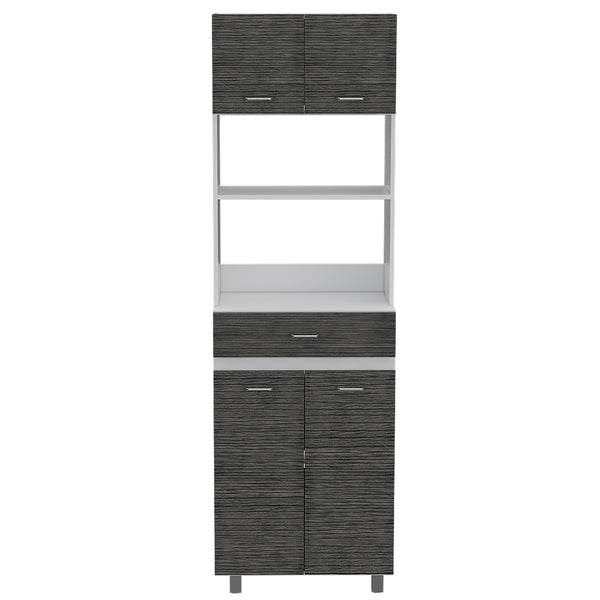English Elm Microwave Cabinet Madison White/Smokey Oak – Spacious 39" Kitchen Storage with Top Microwave Space and Shelves B092S00071