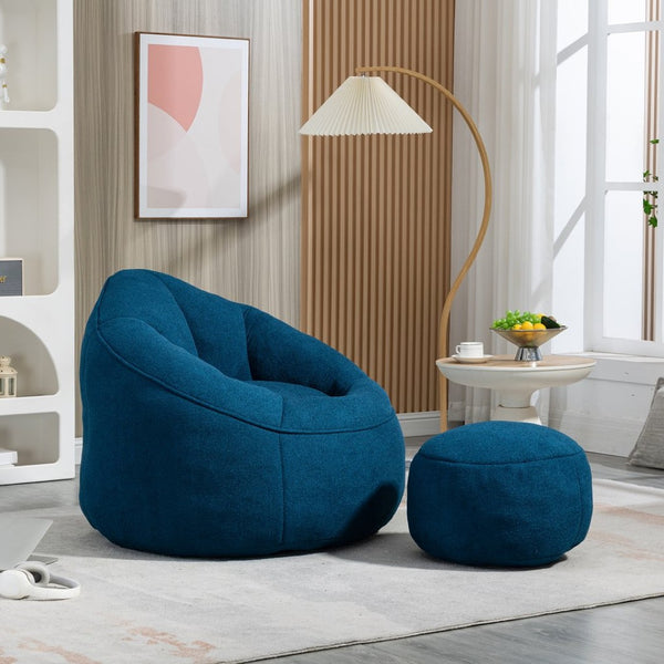 English Elm Bedding Foam Filled Bean Bag Chair with Footrest for Lounge and Reading Rooms W1996130769