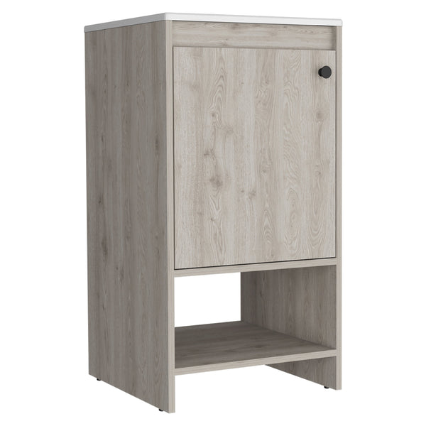English Elm Bathroom Vanity Poket Light Gray Particle Board Cabinet 17.7x33.5in Compact One-Door Storage, Easy Assemble B092S00108
