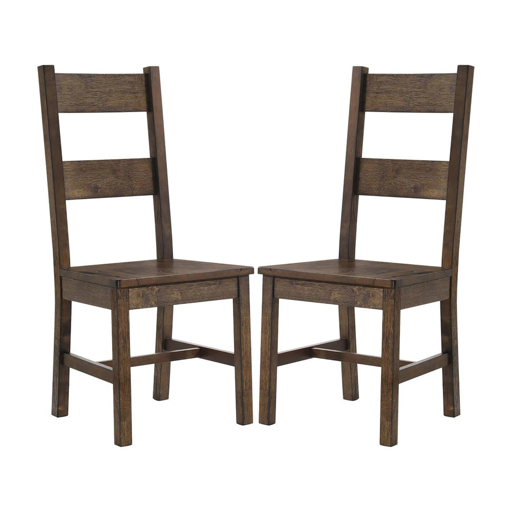 English Elm Rustic Golden Brown Ladder Back Dining Chairs Set of 2 — Sturdy Asian Hardwood, Classic Farmhouse Charm B062P145492