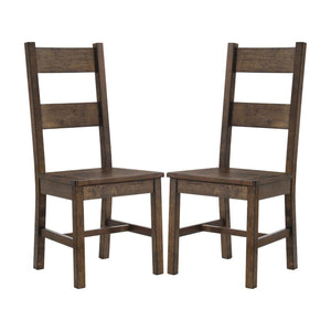 English Elm Rustic Golden Brown Ladder Back Dining Chairs Set of 2 — Sturdy Asian Hardwood, Classic Farmhouse Charm B062P145492