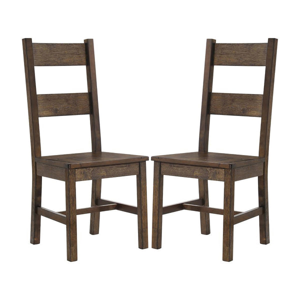 English Elm Rustic Golden Brown Ladder Back Dining Chairs Set of 2 — Sturdy Asian Hardwood, Classic Farmhouse Charm B062P145492