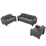 English Elm 3 Piece Living Room Set With Tufted Cushions.