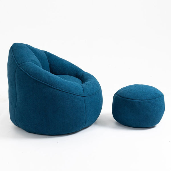 English Elm Bedding Foam Filled Bean Bag Chair with Footrest for Lounge and Reading Rooms W1996130769