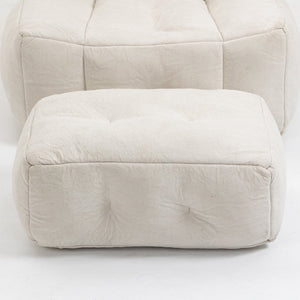 English Elm Fluffy Velvet Bean Bag Lounge Chair with Ottoman Memory Foam Adult Bedroom Seating White W1996131041