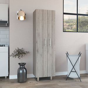 English Elm Closet Copenhague Tall Pantry Cabinet Light Gray/White – 71.3" Mop & Broom Storage, 5 Shelves Durable B092S00043