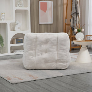 English Elm Fluffy Velvet Bean Bag Lounge Chair with Ottoman Memory Foam Adult Bedroom Seating White W1996131041