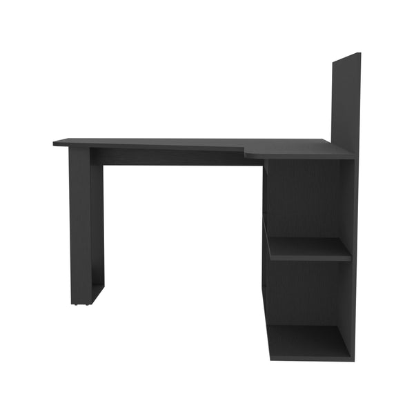 English Elm Computer Mohave L-Shaped Office Desk Black – Corner-Friendly, Spacious 51.7"W Workstation with Shelves B092S00086