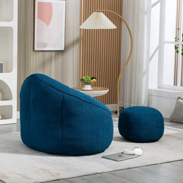 English Elm Bedding Foam Filled Bean Bag Chair with Footrest for Lounge and Reading Rooms W1996130769