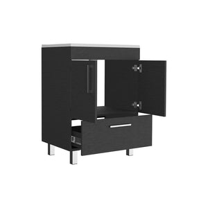 English Elm Single Bathroom Vanity Mayorca Black – 29.5" Superior Top, Double Door Cabinet, Four Legs, Durable Finish B092S00077