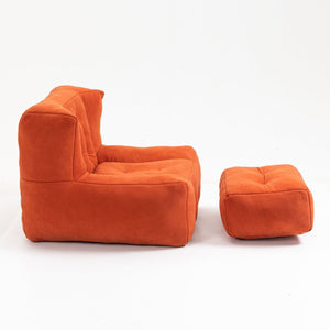 English Elm Fluffy Velvet Bean Bag Lounge Chair with Ottoman Memory Foam Adult Bedroom Seating Red W1996131042