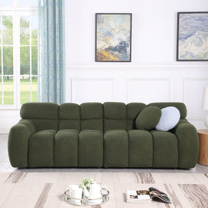 English Elm 102 Inch Linen Modular Sectional Sofa with Hidden Storage and Cloud Cushion Comfort W1099S00100
