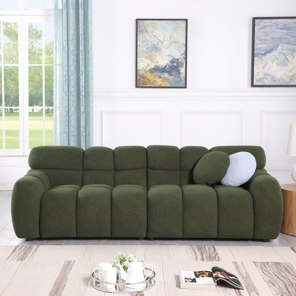 English Elm 102 Inch Linen Modular Sectional Sofa with Hidden Storage and Cloud Cushion Comfort W1099S00100