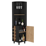 English Elm Corner Bar Cabinet Cleveland, Living Room, Black / Pine