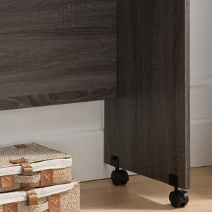 English Elm Wooden Mobile Computer Desk Return on Wheels, Distressed Grey Home Office Accent for Flexibility B107130989