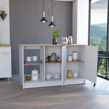 English Elm Kitchen Island Padua, Kitchen, White / Light Oak