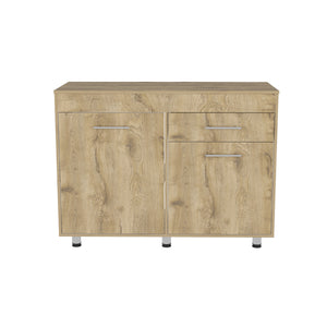 English Elm Utility Sink Champp White/Aged Oak with Utensil Drawer, Durable Particle Board, Easy Assembly, Modern Classic B092S00039