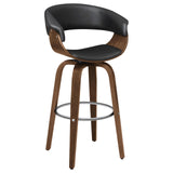 English Elm Walnut and Black Swivel Bar Stool