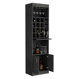 Modoc Smokey Oak Bar Cabinet with Glass Rack, Cubbies, and Retractable Tray for Drink Prep - 71.1