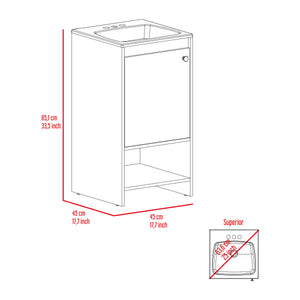 English Elm Bathroom Vanity Poket Light Gray Particle Board Cabinet 17.7x33.5in Compact One-Door Storage, Easy Assemble B092S00108