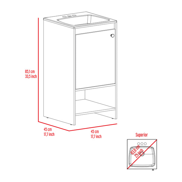 English Elm Bathroom Vanity Poket Light Gray Particle Board Cabinet 17.7x33.5in Compact One-Door Storage, Easy Assemble B092S00108