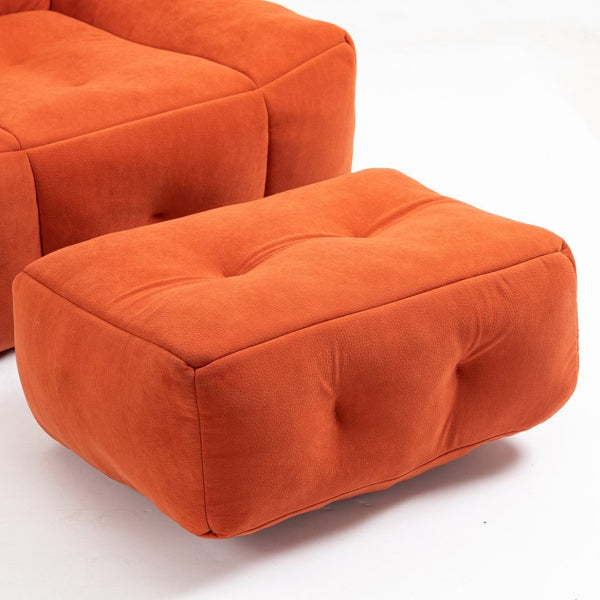 English Elm Fluffy Velvet Bean Bag Lounge Chair with Ottoman Memory Foam Adult Bedroom Seating Red W1996131042