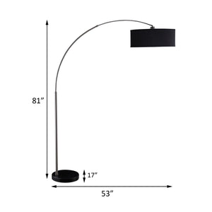 English Elm Black Arc Floor Lamp with Chrome Arch and Black Pendant Shade — Modern Statement Lighting for Contemporary Spaces B062P145487