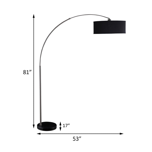 English Elm Black Arc Floor Lamp with Chrome Arch and Black Pendant Shade — Modern Statement Lighting for Contemporary Spaces B062P145487
