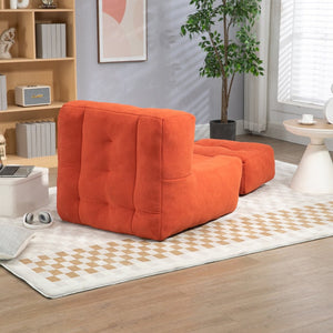 English Elm Fluffy Velvet Bean Bag Lounge Chair with Ottoman Memory Foam Adult Bedroom Seating Red W1996131042
