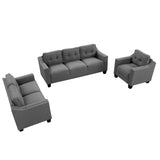 English Elm 3 Piece Living Room Set With Tufted Cushions.