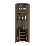 English Elm Corner Bar Cabinet Castle, Living Room, Dark Brown