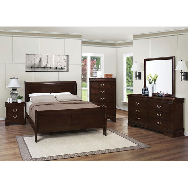 English Elm Cappuccino Full Sleigh Bed – Timeless Design With Curved Headboard, Durable Construction & Cozy Elegance B062S00267