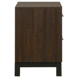 English Elm Rustic Tobacco and Dark Bronze 2-Drawer Nightstand