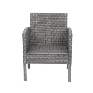 English Elm 6 Piece Patio Wicker Sectional Set with Space-Saving Nesting Design, Steel Frame, Tempered Glass Table and Weatherproof Cushions Grey W329S00042