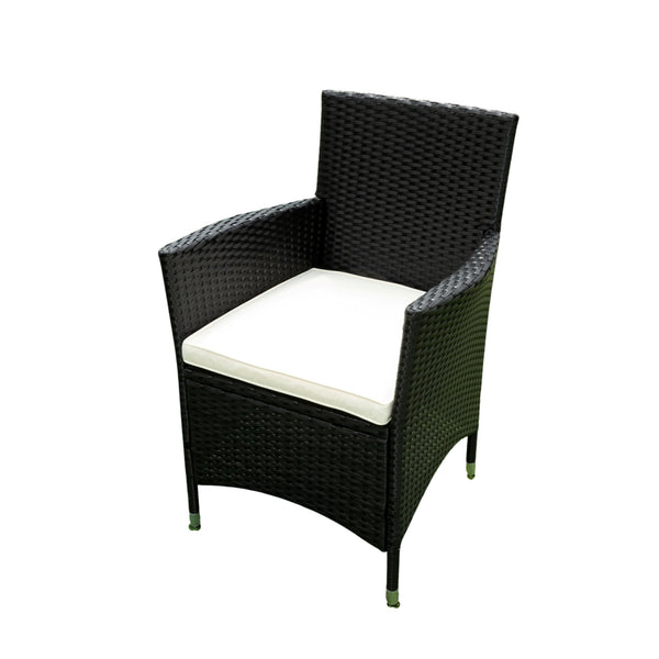 English Elm Eelifee 5-Piece Outdoor Wicker Dining Set With Acacia Wood Top & Plush Crème Cushions For Comfort W329S00039