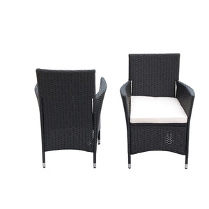 English Elm Eelifee 5-Piece Outdoor Wicker Dining Set With Acacia Wood Top & Plush Crème Cushions For Comfort W329S00039