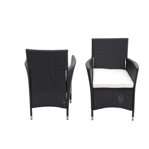 English Elm Eelifee 5-Piece Outdoor Wicker Dining Set With Acacia Wood Top & Plush Crème Cushions For Comfort W329S00039