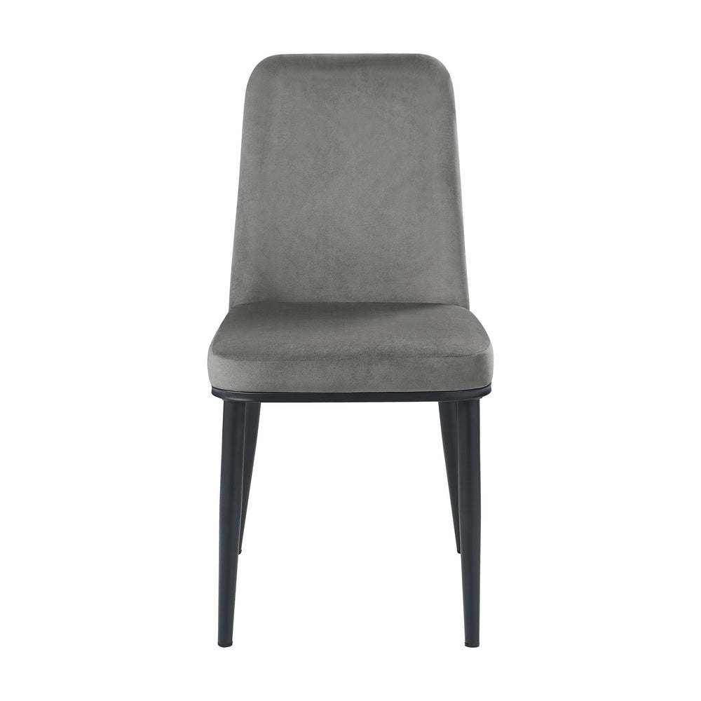 English Elm Sleek Gray Velvet Side Chairs Set of 2 — Modern Salerno Dining Accent Chairs with Black Metal Legs, Luxurious Upholstery B011P146559