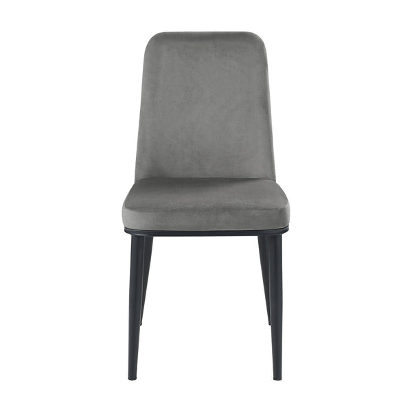 English Elm Sleek Gray Velvet Side Chairs Set of 2 — Modern Salerno Dining Accent Chairs with Black Metal Legs, Luxurious Upholstery B011P146559