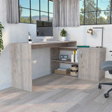 English Elm L-Shaped Desk Desti, Office, Light Gray