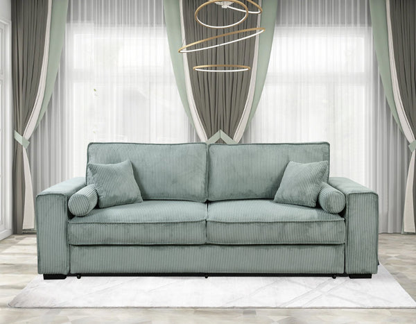 English Elm 91''Large Convertible Sofa Bed with Storage, 3-Seater Sleeper Couch for Small Spaces & Guests Light Green W1417S00037